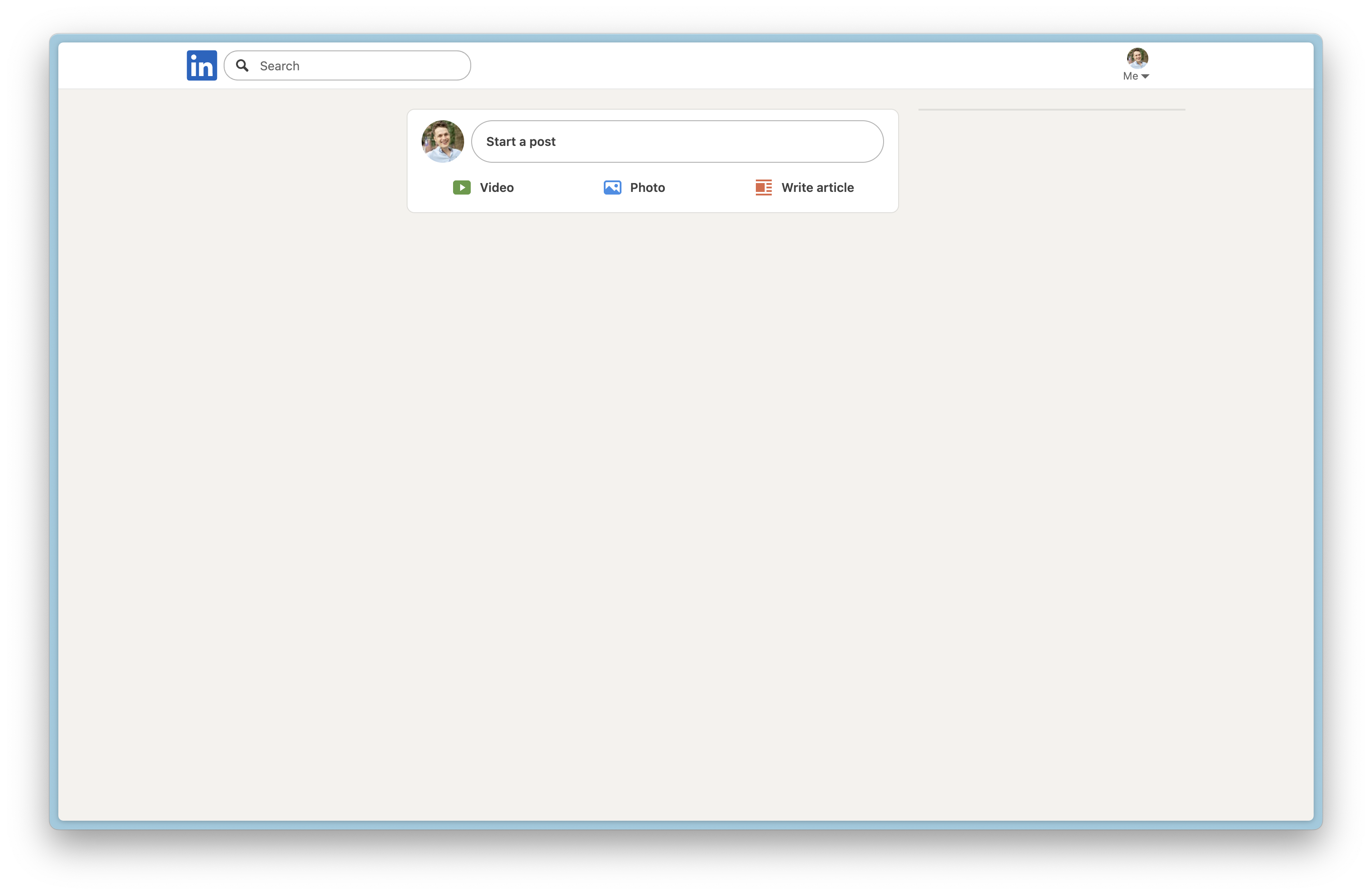 LinkedIn with feed hidden